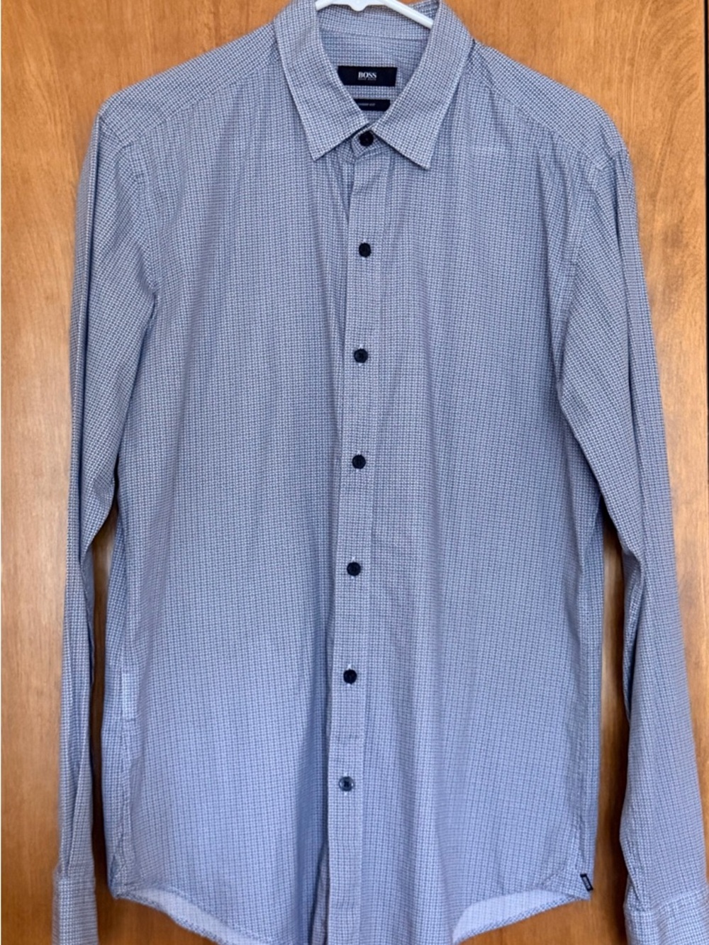 Hugo Boss Men’s Button Up Long Sleeve   Micro Pattern Dress Shirt M